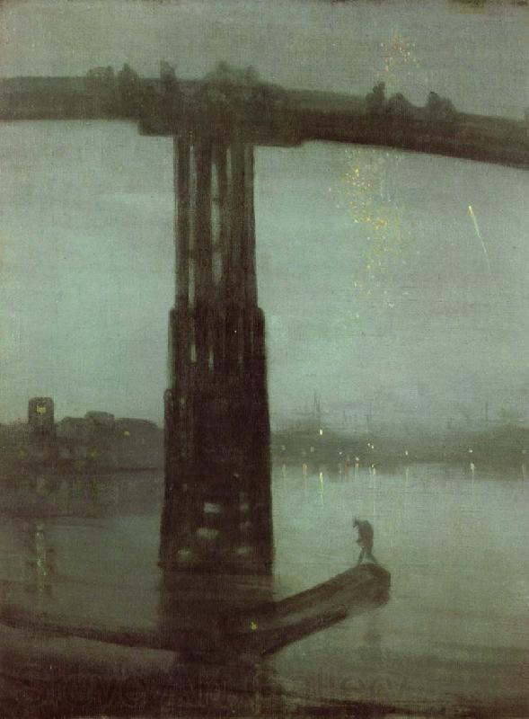 James Mcneill Whistler Nocturne in blatte and gold Germany oil painting art